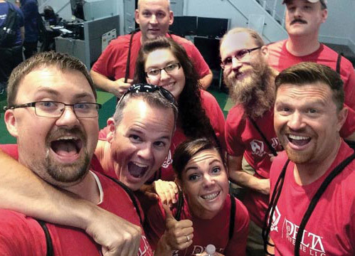 Delta Defense Employees having fun posing for the camera during team building exercises